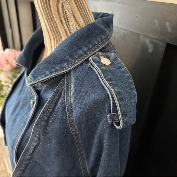 Idyll Vie Denim Trench Coat Double Breasted Women’s XL $150 MSRP High Fashion - Picture 4 of 13